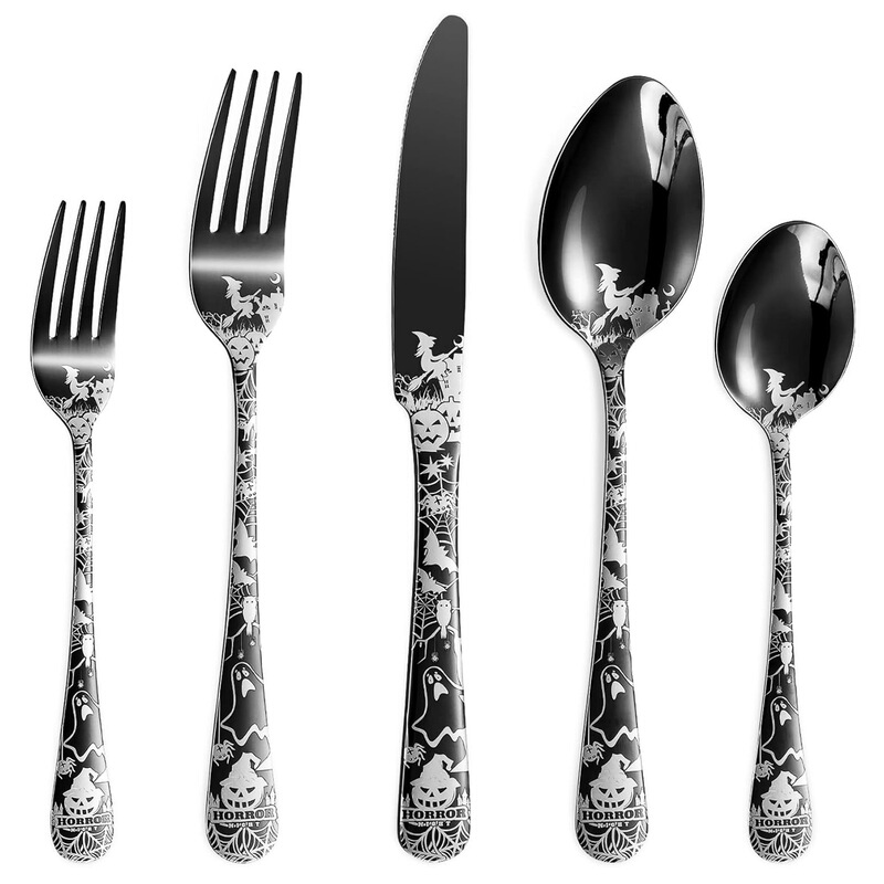 Cross-border Full/Semi-hosted Halloween Theme Pattern Stainless Steel Tableware Western Food Knife, Fork and Spoon suit Skull Figure Cross-border Full/Semi-hosted Halloween Theme Pattern Stainless Steel Tableware Western Food Knife, Fork and Spoon suit Skull Figure