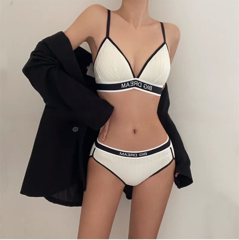 Triangle Cup underwear Women's Big chest small sexy push up wireless anti-sagging upper support sports bra suit