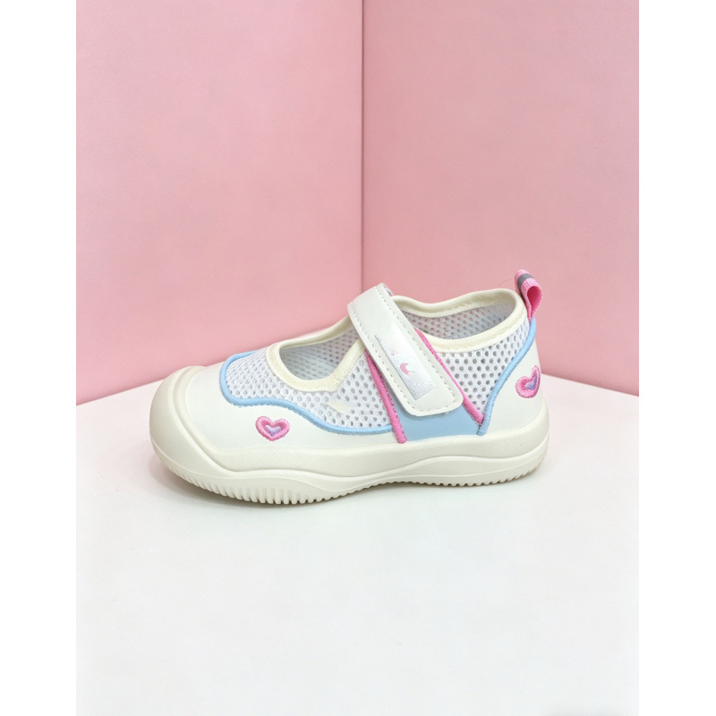 High-end NK brand girls' summer mesh breathable children's closed-toe protective Mary Jane princess shoes with heart design
