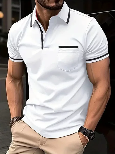 Ins 2024 Summer Quick-Dry Amazon Polo Shirt with Button Pockets Men's Sports Polo Shirt Quick-Dry Polo