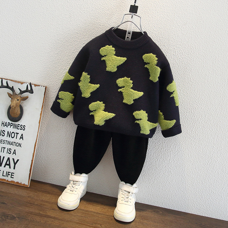 6476 suéter para niños ropa de otoño e invierno 2025 nuevo bebé estilo coreano suéter de punto callejero frito chico guapo suéter de dibujos animados