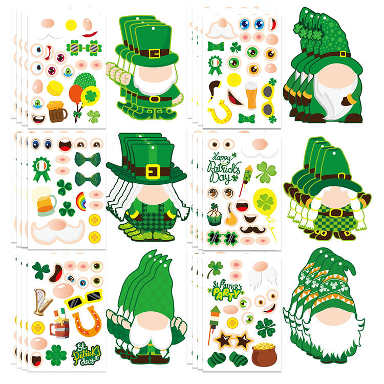 Día de San Patricio duende trébol enano colgante día de San Patricio vacaciones decoración pegatinas cartón hecho a mano