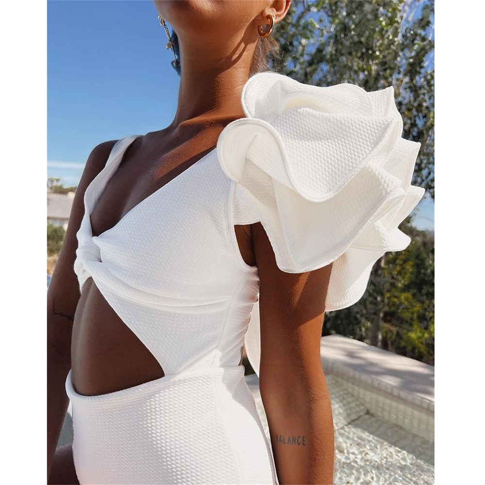 Swimming Occasion V Neck Neckline Women's Preppy Style Simple Style Solid Color 1 Piece One Piece Swimwear