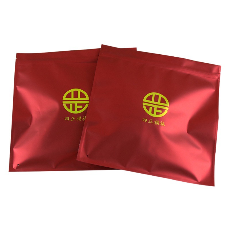 Bolso afortunado rojo bolsa de cremallera calcetines ropa engrosada de plástico bolsa de embalaje de ropa para niños bolsa ziplock de aluminio mate compuesto