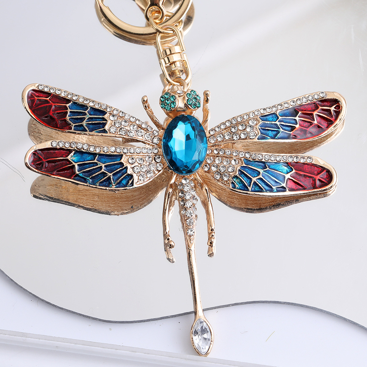 Luxe libelle sleutelhanger met steentjes voor dames tassen_voghion.com