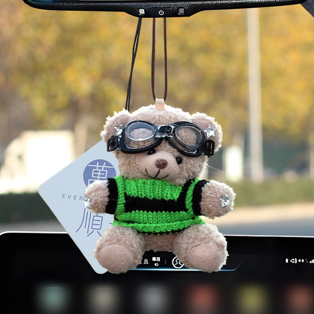Pequeño oso de peluche colgante de automóviles colgante de automóviles colgante de automóviles espejo retrovisor colgante de automóviles adornos perfumados joyas mujeres