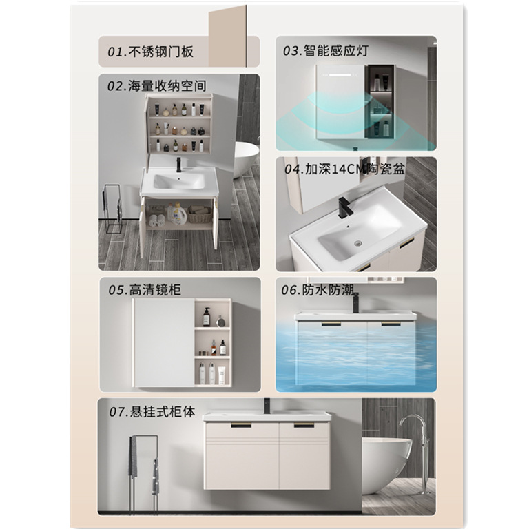 Cream-wind abeja de baño armario combinado baño pequeño lavabo lavabo lavabo integral lavabo lavabo lavabo