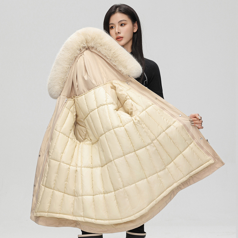 Paquete desmontable para mujeres de invierno de algodón grueso mediano y largo 2025 nuevo tipo de chaqueta de algodón de cintura