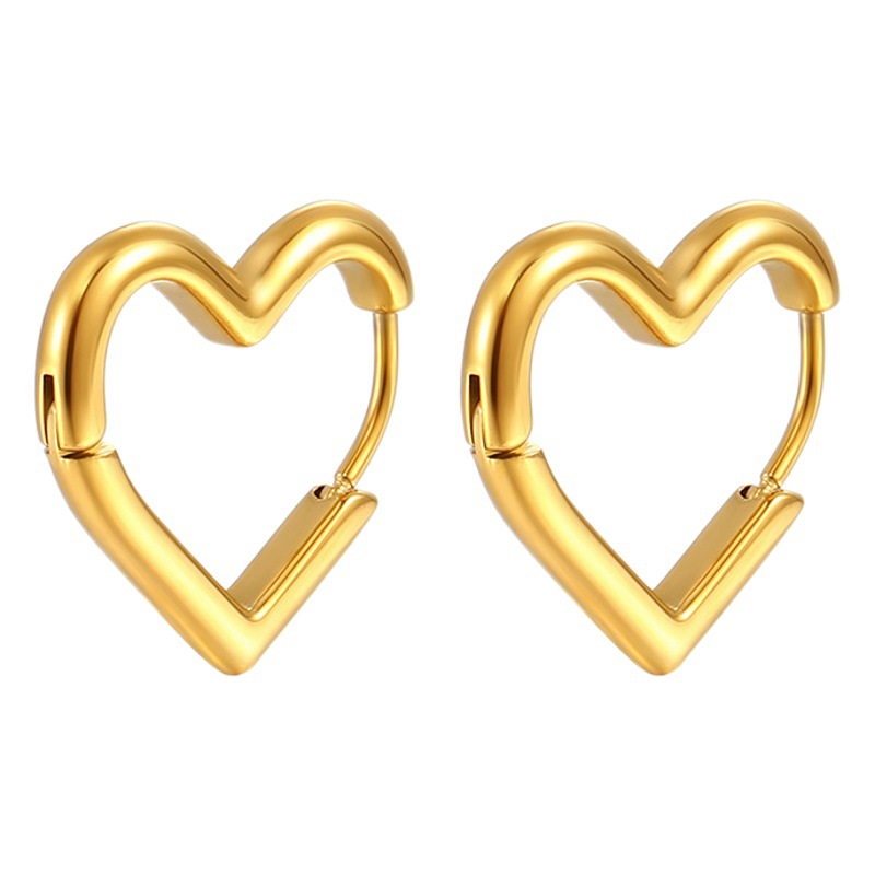 Estilo coreano Pequeño amor pendientes de acero de titanio nicho de alto grado melocotón corazón oído hebilla diseño simple Red roja personalizada accesorios para todos los partidos