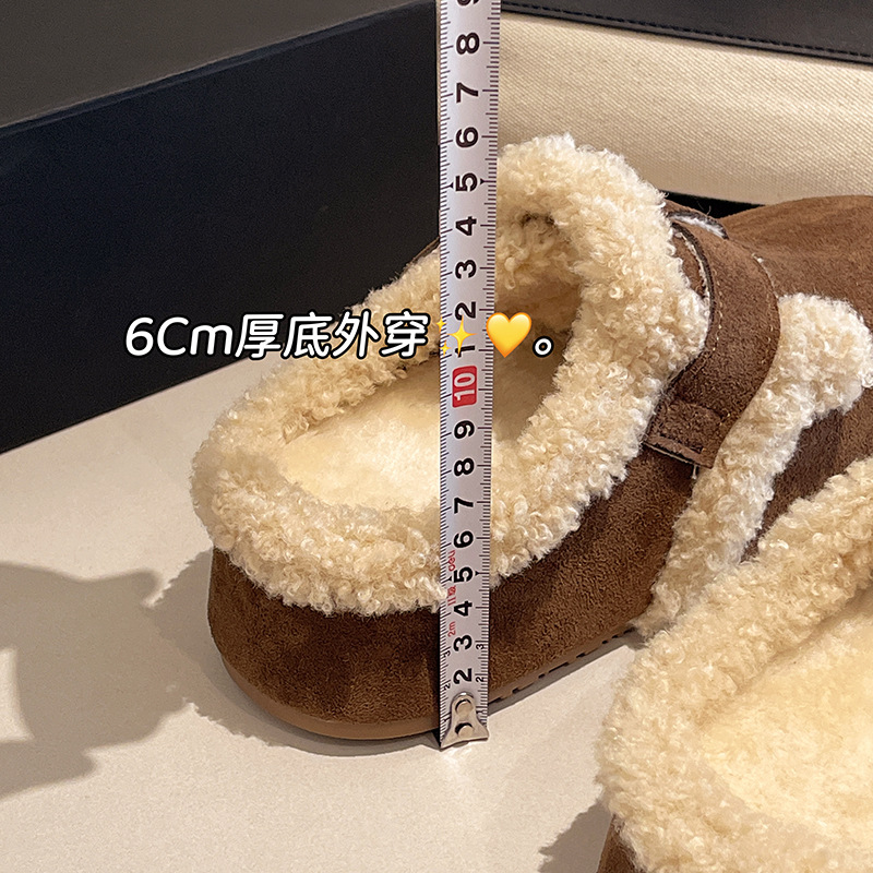 Zapatos de mujer Bocken, mitad de zapatillas de cabello, zapatillas de cabello, otoño y invierno, mujeres embarazadas Bocken, zapatillas de algodón, zapatillas de cabello, zapatillas de cabello