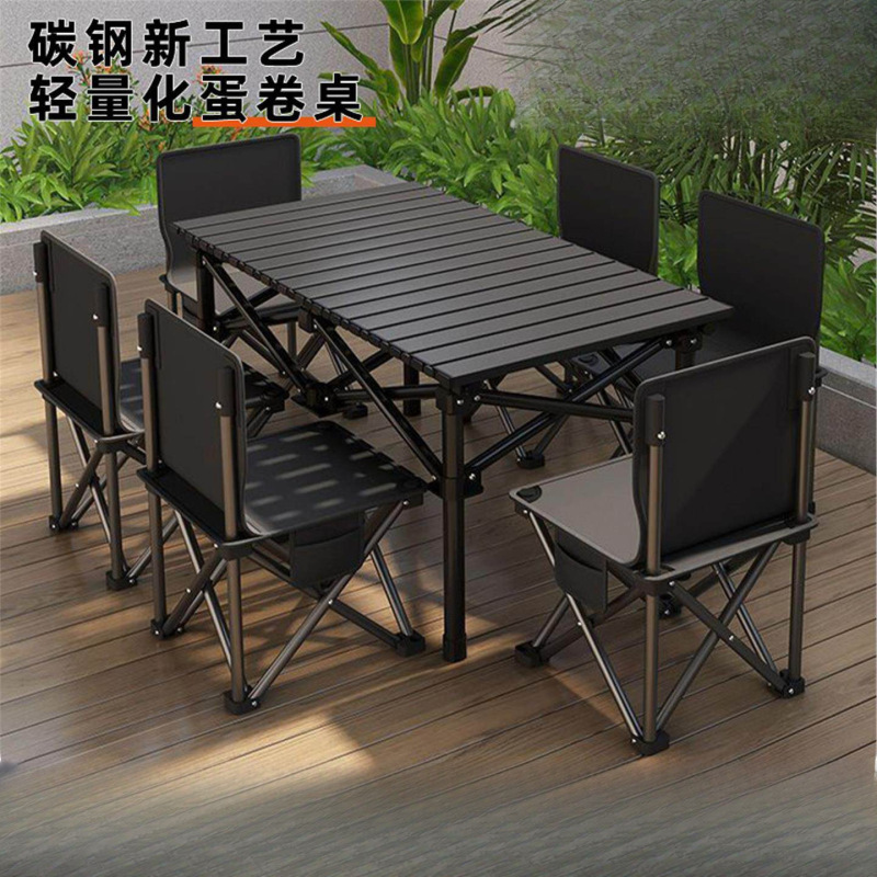 Outdoor Portable Folding Table and Chair Set for Camping, Egg Roll Table for Home Use, Patio Barbecue, and Stall Setup Outdoor Portable Folding Table and Chair Set for Camping, Egg Roll Table for Home Use, Patio Barbecue, and Stall Setup