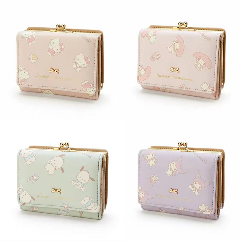 Yugui dog Merlot MLD pudding short wallet floral PU leather zipper buckle card purse cute cartoon Japanese style