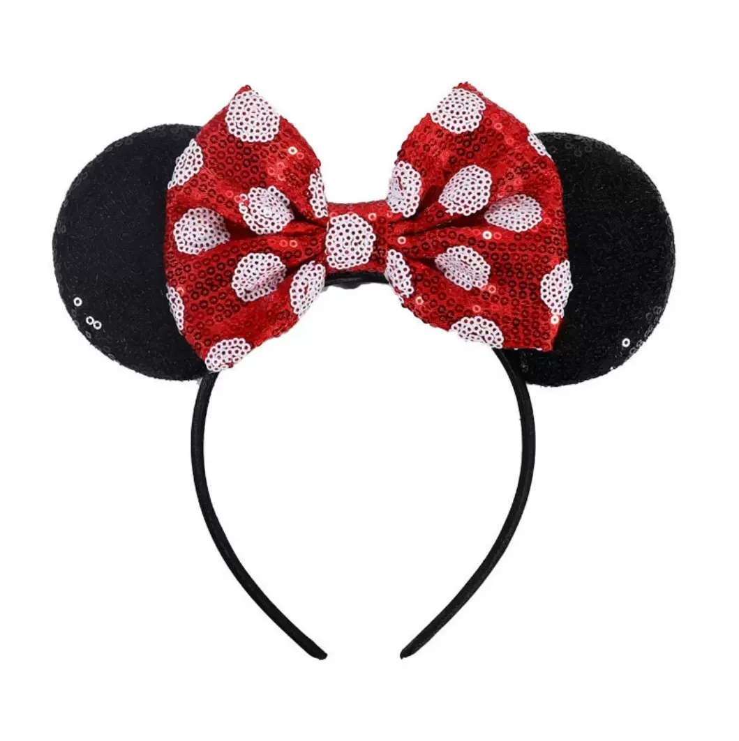 红色波点超大蝴蝶结发箍米老鼠米妮头箍可爱拍照显脸小游乐园发饰