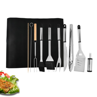 Stainless steel BBQ suit steak spatula cleaning brush barbecue fork clip knife combination barbecue 18-piece set Wholesale