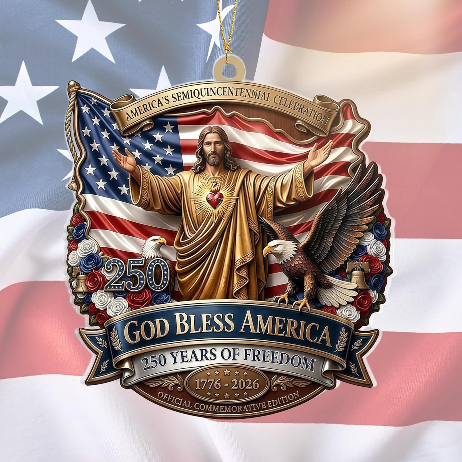 Decoración del 250 aniversario de la fundación de los Estados Unidos - Decoración del árbol de Navidad del Día de la Independencia de la Estatua de la Libertad 2D plana