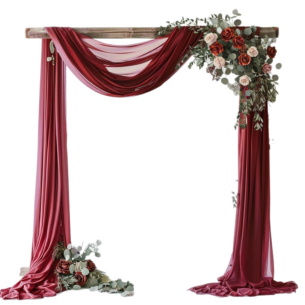 Cortina de belleza cortina arco de boda césped decoración al aire libre tabla bandera cortina cortina chiffon