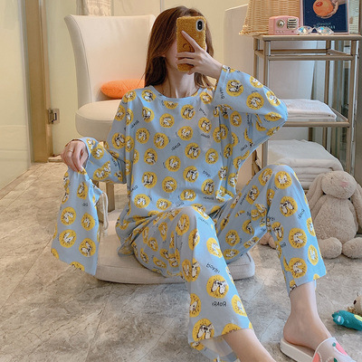 Pijamas de manga larga de las mujeres de primavera y otoño más tamaño pijamas de verano de las mujeres ropa de abrigo estilo coreano pijamas de las mujeres más tamaño traje de desgaste para el hogar
