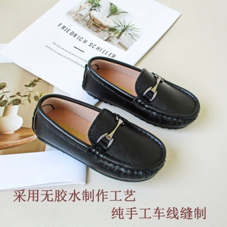 韩版儿童板鞋男童女童真皮手工缝线防滑耐磨软底豆豆鞋