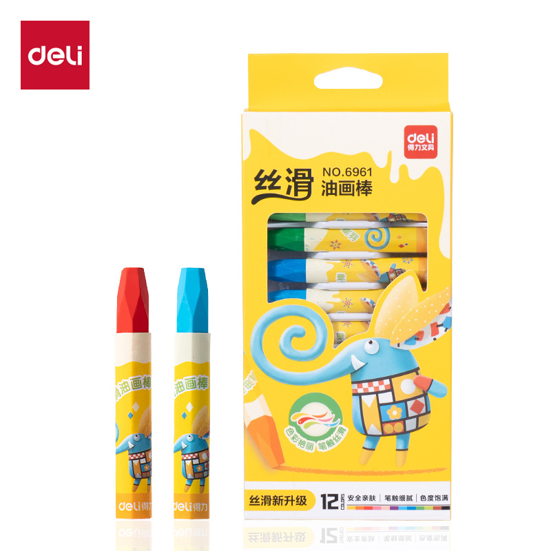 Deli oil painting stick 12/18/24/36/48 color children's color painting crayon brush not dirty hand oil painting stick