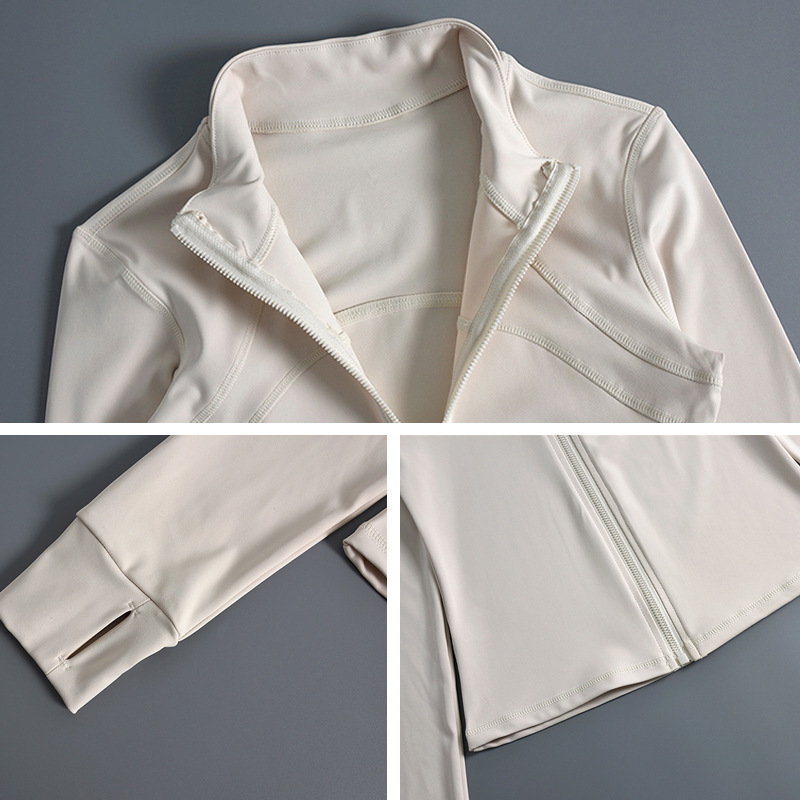 新しい秋冬とベルベットのジッパーヨガ服の上着のランニングトレーニング服が痩せている運動訓練は長袖のコートに乗る|undefined