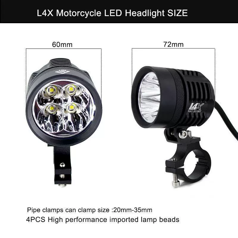 摩托车射灯 L6X L4X灯40w 车灯 电动车 超亮led 外置4珠 大灯强光