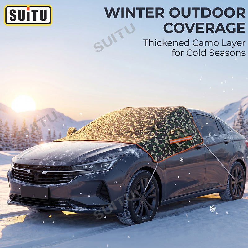 Car snow cover for front windshield, anti-freeze cover, anti-frost cover, multifunctional half-cover car cover, snow protection, thickened for winter