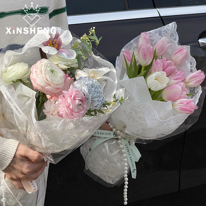 芯苼蕾丝刺绣镂包花布鲜花束面料花艺手工diy礼物包装材料花边