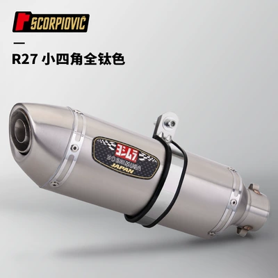 51mm Universal 250Sr 800Nk – Motorcycle exhaust pipe - r27-small-square-corners-all-titanium-color