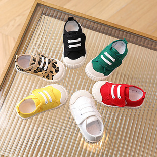 Children's Casual Shoes Canvas Soft Sole Shoes Low-Top Spring & Fall Velcro White Shoes Boys and Girls Flats Toddler Shoes