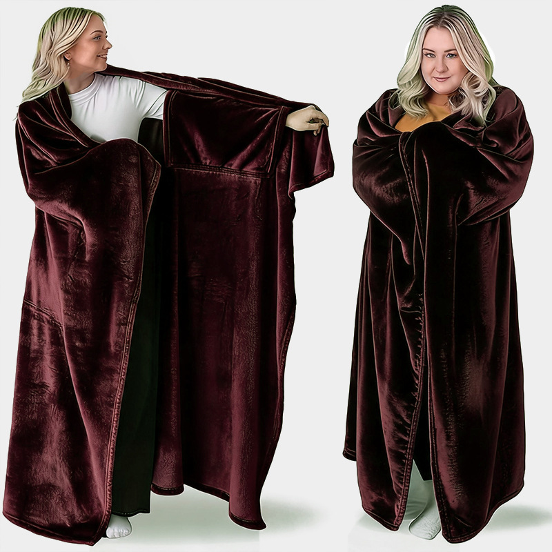 Comercio exterior personalizado mantas cálidas para vestir mantas cómodas sofá cama regalo de ropa externa capa gris suave tern