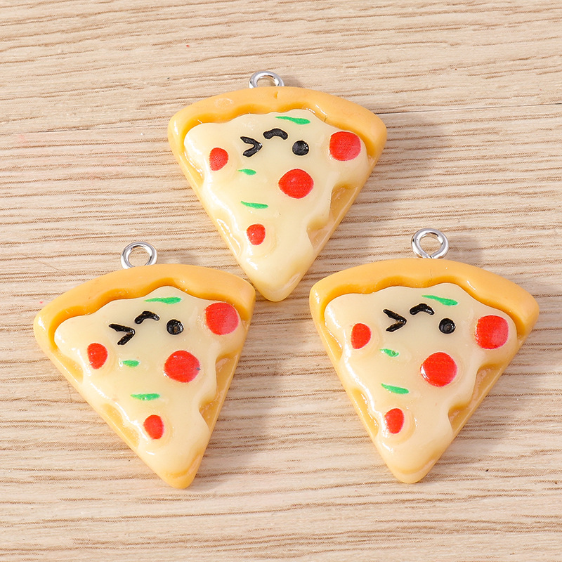 15 unids/bolsa de dibujos animados lindo creativo simulación alimentos y jugar aleación pizza goteo accesorios aceite DIY joyería colgante