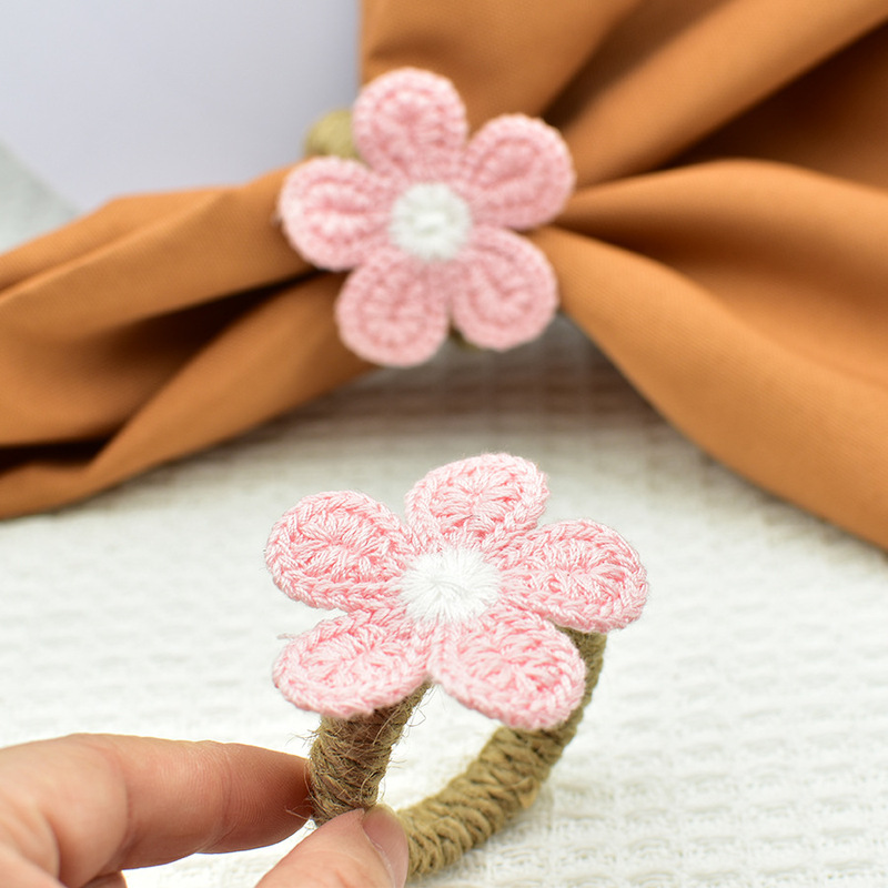 韓国版ニット刺繍編み五葉花ナプキンリング手作りアクセサリー小菊ナプキンリングメーカー現物|undefined