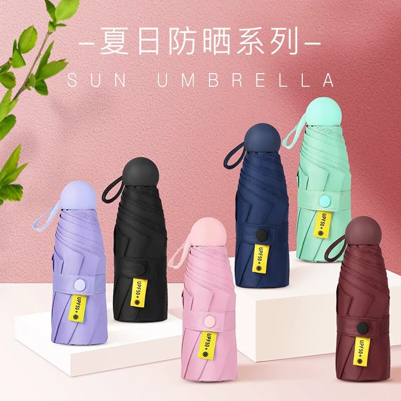 50% off Capsule Umbrella for Girls, Sun Protection and Rain Protection, Compact and Portable, Foldable, Gift and Advertising Umbrella with Logo Printing