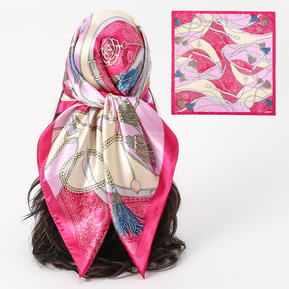 Bufanda cuadrada grande de 90 colores suave y agradable para la piel, pañuelo en la cabeza, temperamento femenino, todo fósforo, antiarrugas, bufanda de seda larga sin planchar, precio al por mayor