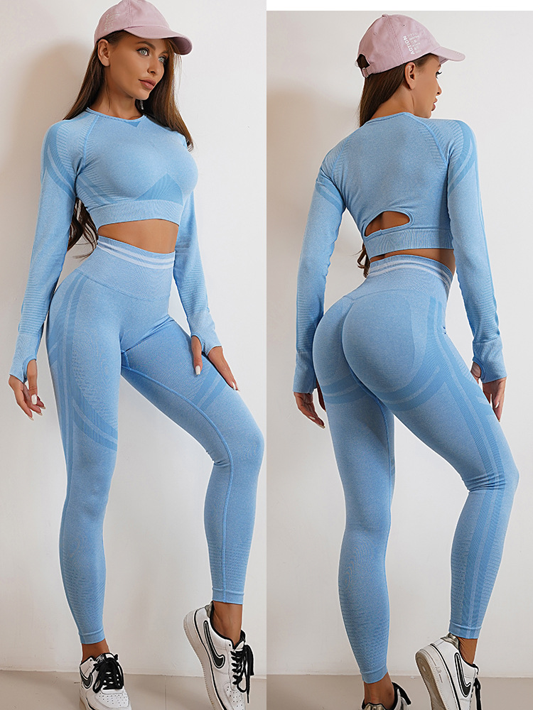 Sports Solid Color Nylon Round Neck Active Sets Leggings