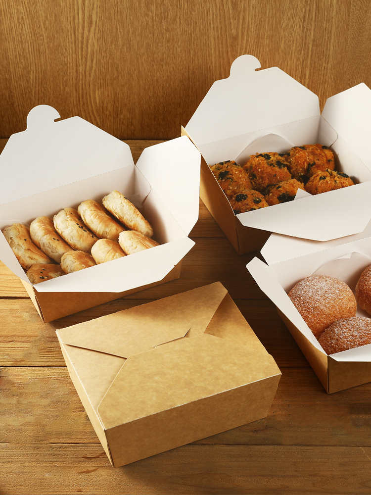 Caja de embalaje de bocadillos de estilo antiguo pollo frito caja de pasteles chinos caja de pastel de luna kraft caja de papel caja de embalaje
