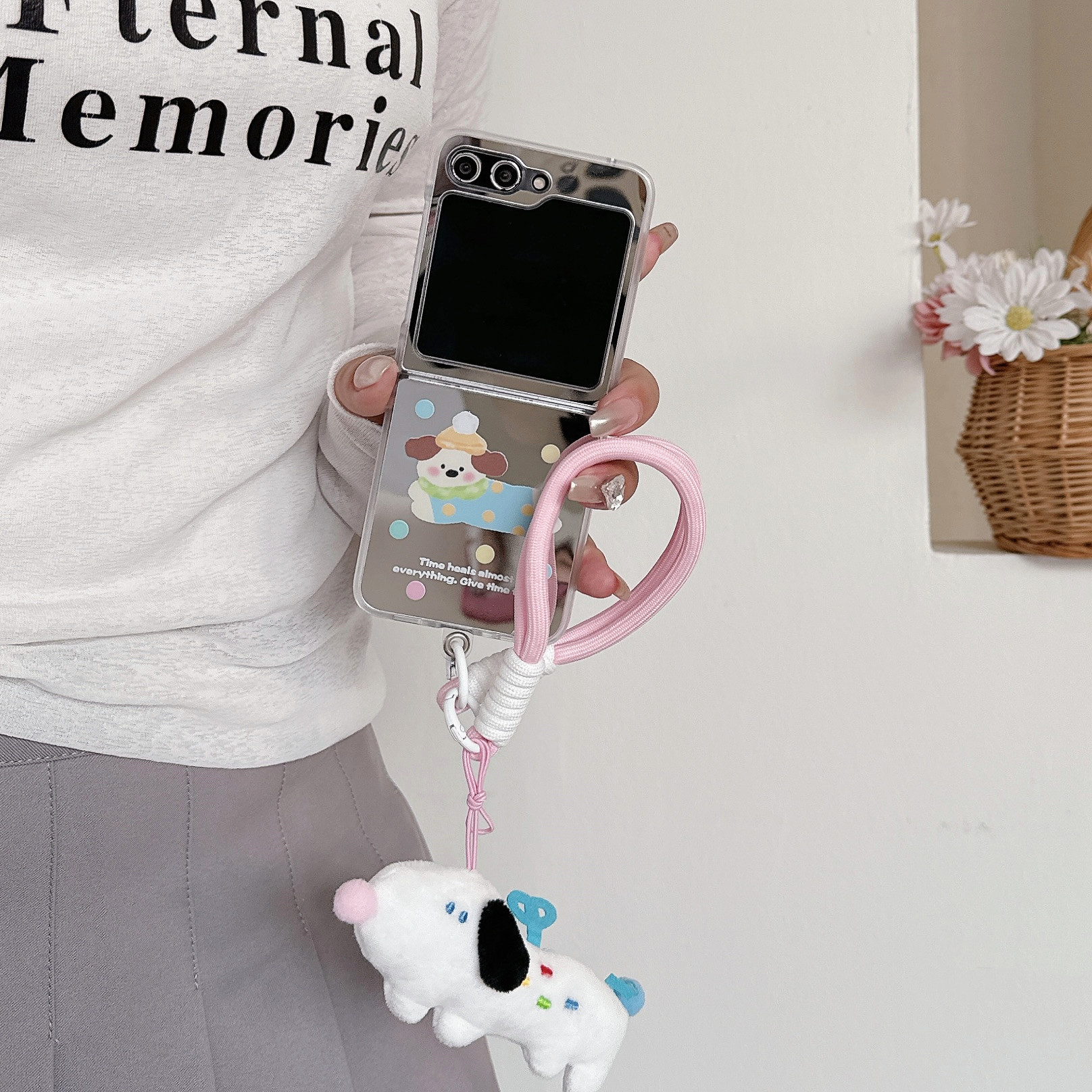 New Mirror Wave Dot Dog Samsung ZFlip6 Generation Folding GalaxyZFlip3/4/5 Generation Phone Case_voghion.com