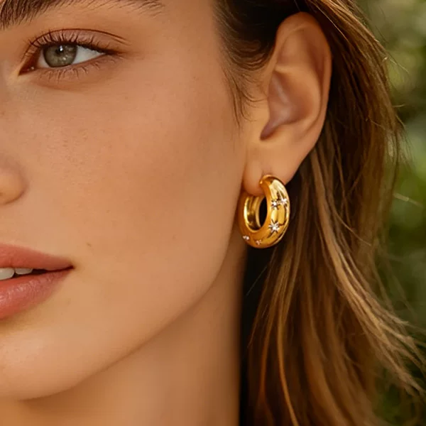 New Stylish Hoop Earrings, Geometric Oval Ear Rings, Stainless Steel Gold-Plated Vintage Earring Sets, Accessories Wholesale