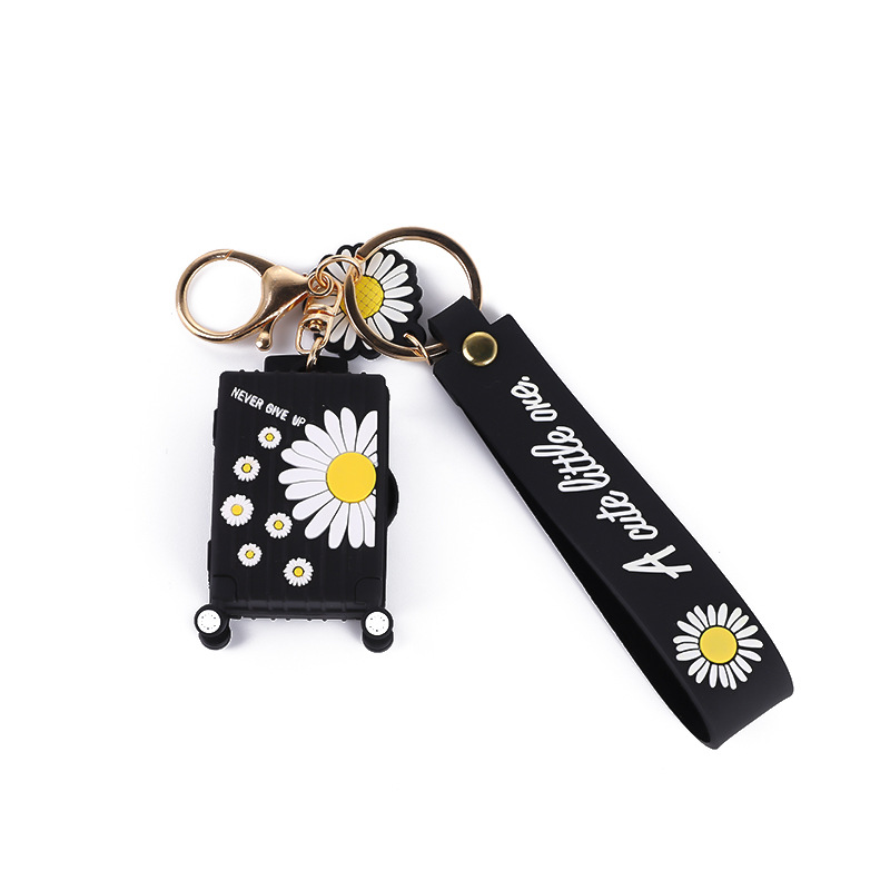 Pinjiang PVC drop Molding Creative and personalized promotional gifts, ins Daisy suitcases, keychains, fashionable pendants, bags and pendants pic 9