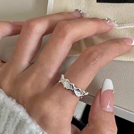 可爱蝴蝶结开口戒指S925纯银简约少女心精致甜美食指环ins小众