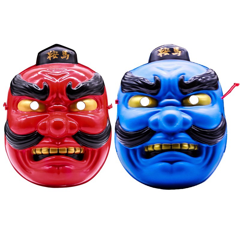 天狗日系能劇マスク牛魔王赤面鬼顔悪魔加硫鞍馬牛角封印赤般若マスク