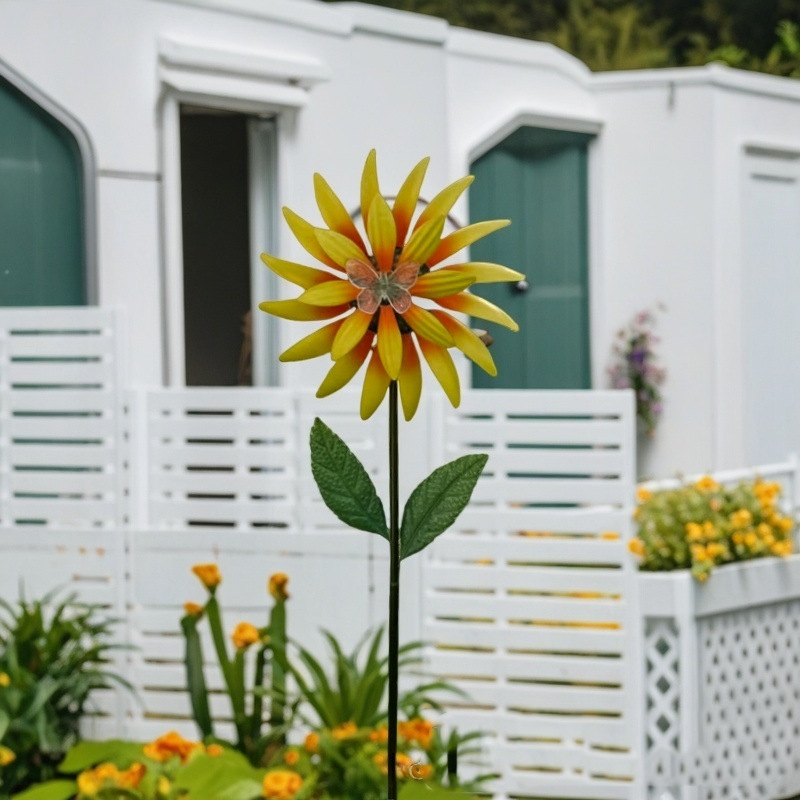 户外花园铁艺太阳能花朵庭院别墅草坪向日葵装饰布置插件摆件花插