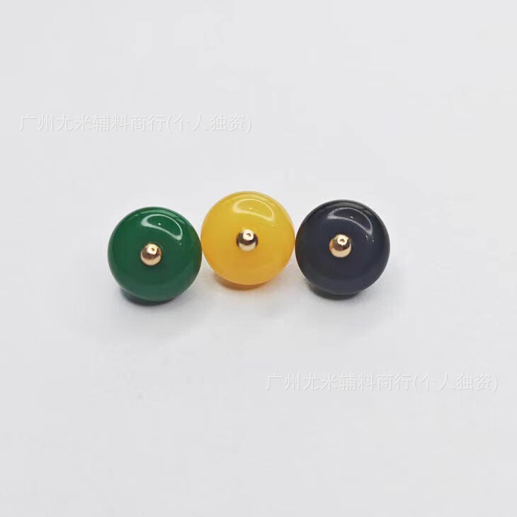 Resin Oblate National Style Decorative Buttons Handmade Buttons Chinese Tang Suit Cheongsam Imitation Jade Hand-sewn Buckles Abacus Round Beads