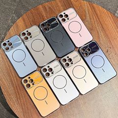 适用iPhone17手机壳大视窗电镀AG磨砂细圈磁吸苹果15全包14保护套