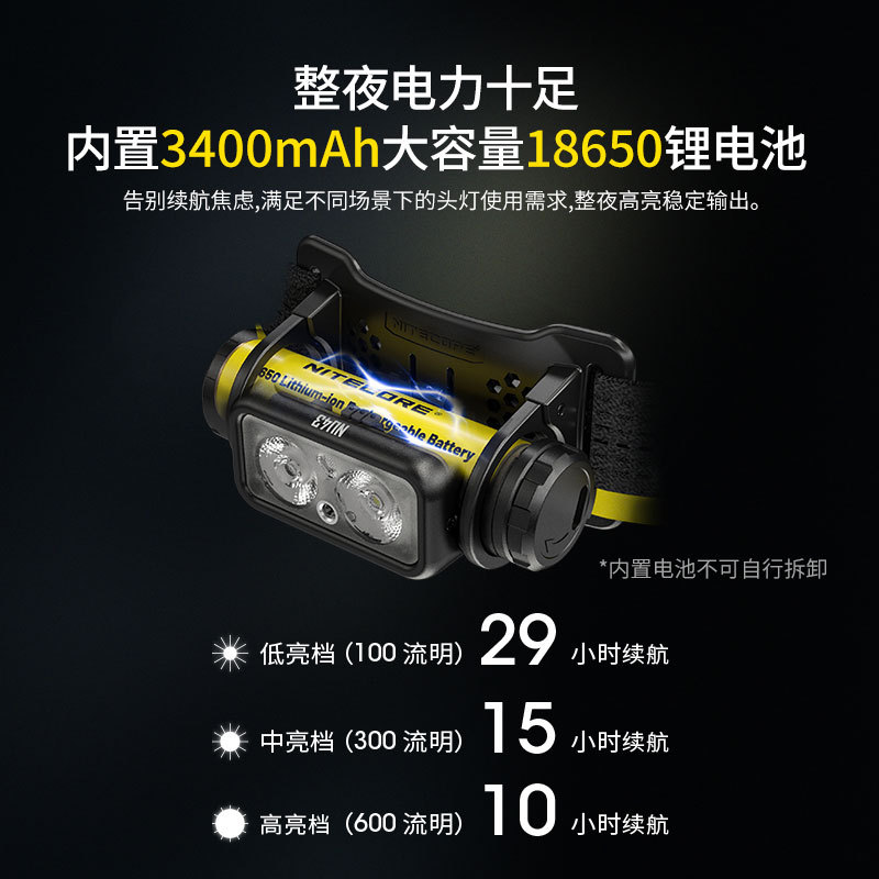 NITECORE NU43 Headlight para senderismo al aire libre Headlight recargable ligero