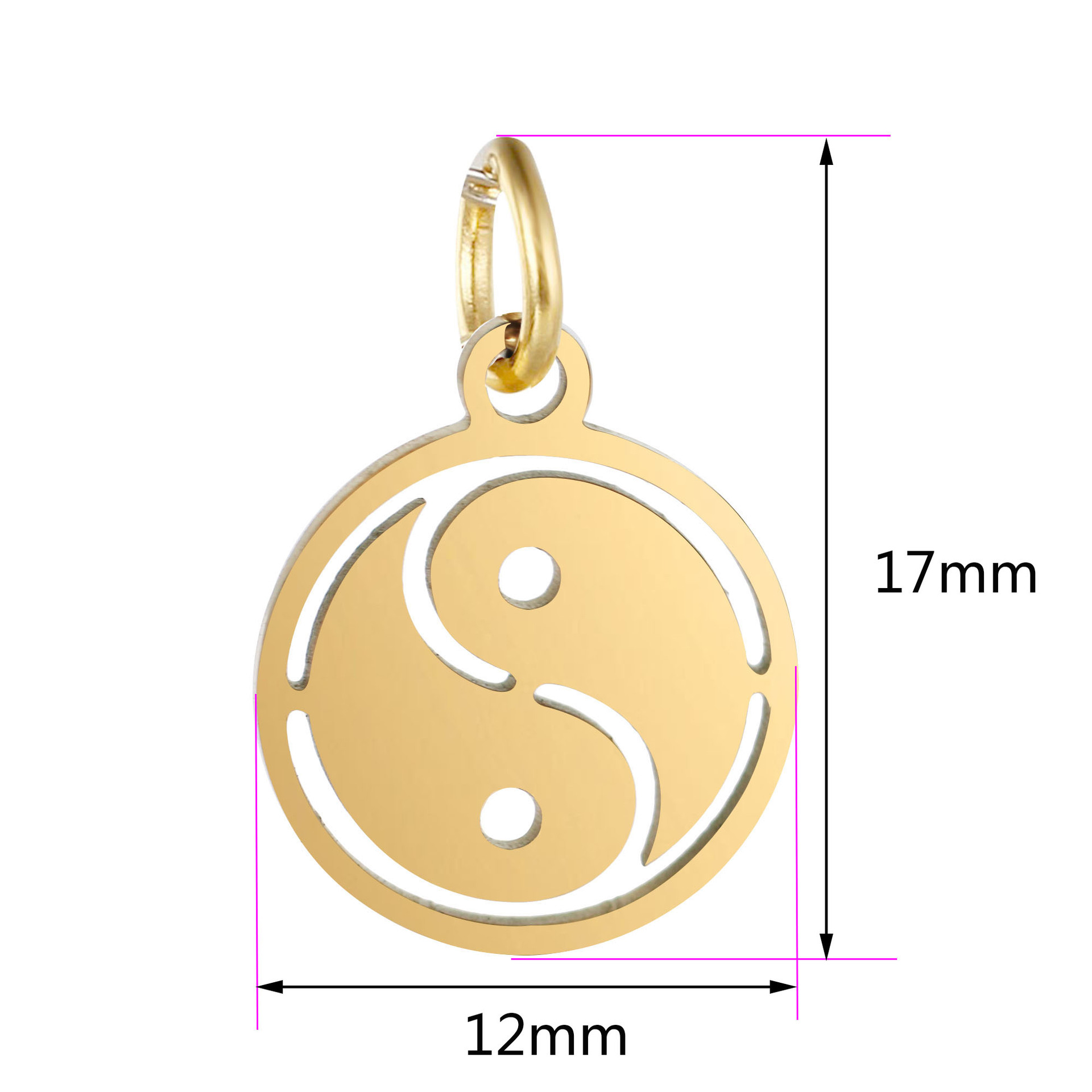DOOYIO 5 teile/los Edelstahl Charms Hohl-out Yin Yang Tai Chi Anhänger Weibliche DIY Schmuck Halskette Zubehör – Detail 3