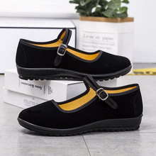 批发新款女鞋老北京布鞋黑色一代带平底圆头酒店礼仪休闲舒适布鞋