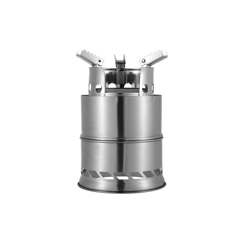Portable stainless steel round wood stove outdoor camping picnic stove charcoal stove solid alcohol stove small