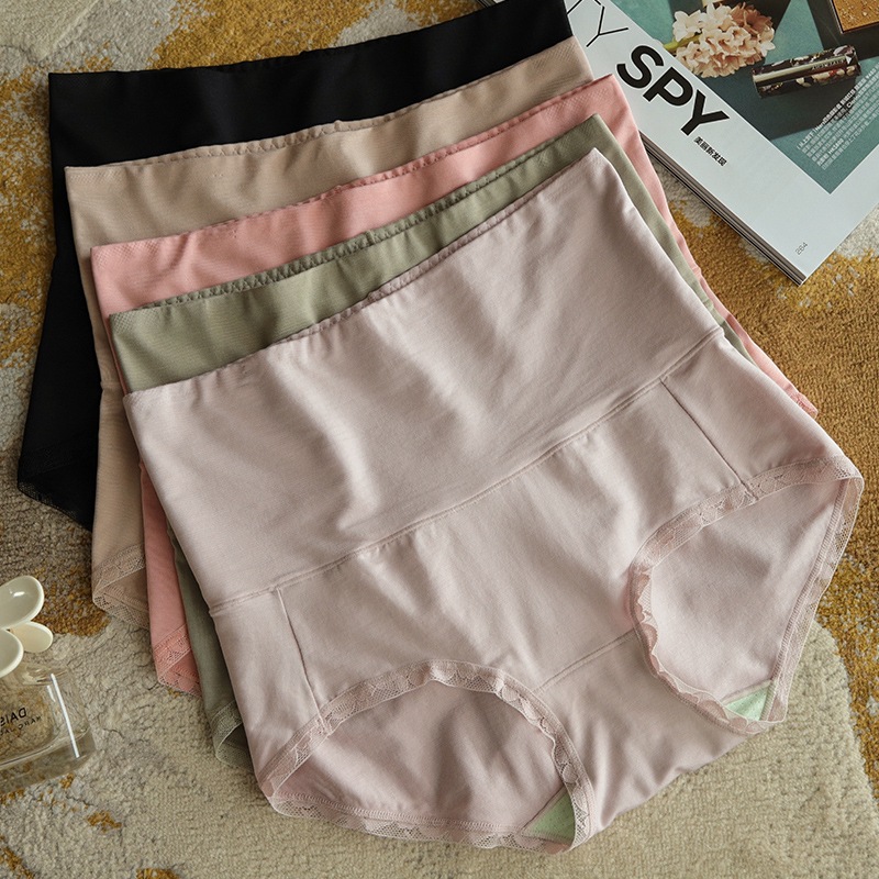 High Waist Abdomen Control Hip Modal Mugwort Panties Female 0909