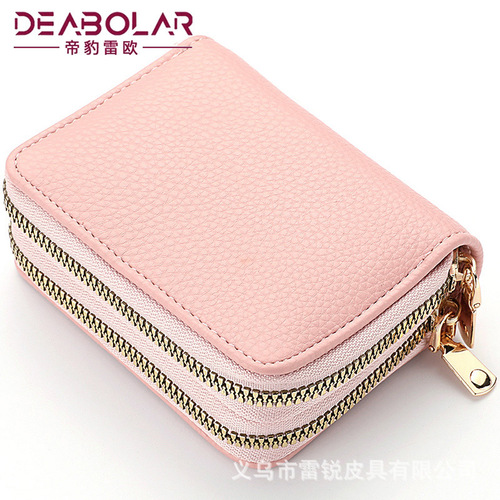Multifunctional card holder wholesale  new accordion card holder double zipper women's wallet large capacity pu card holder
